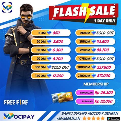 mahkota ff Topup pulsa dan Ongkos top-up 57 Beli Shells murah image 2